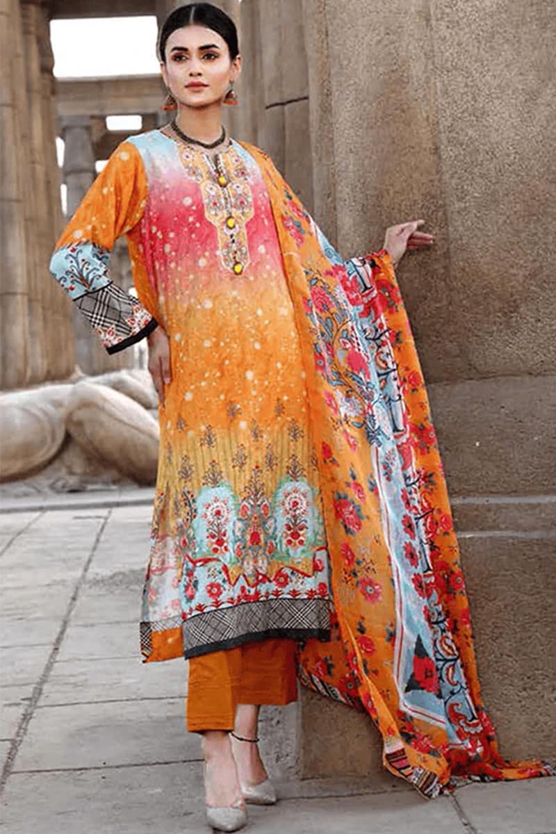 NEW ELEGANT ORISSA MULTICOLOR CHIKAN KARI LINEN SUIT 3 PIECE UNSTITCHED SUIT