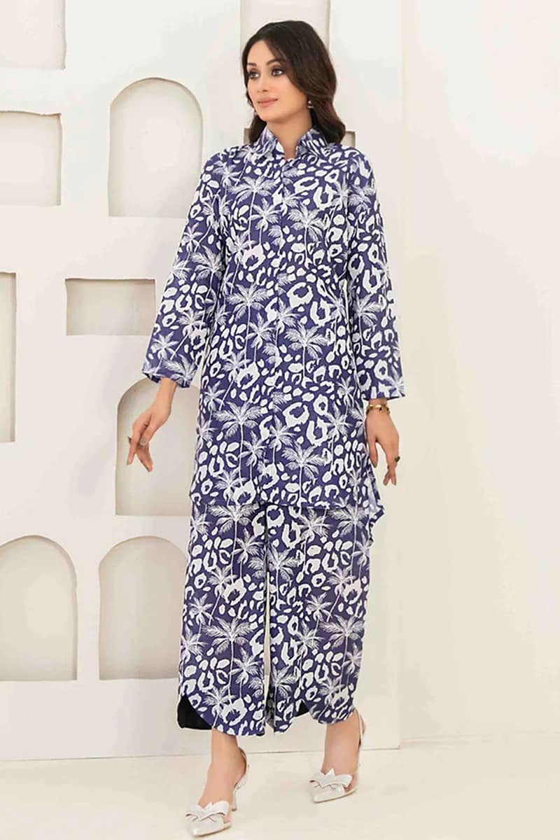 NEW ELEGANT LEA BLUE DIGITAL PRINTED SWISS LAWN 2-PIECE UNSTITCHED SUIT